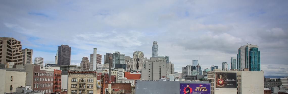 View of downtown San Francisco from the rooftop of a building